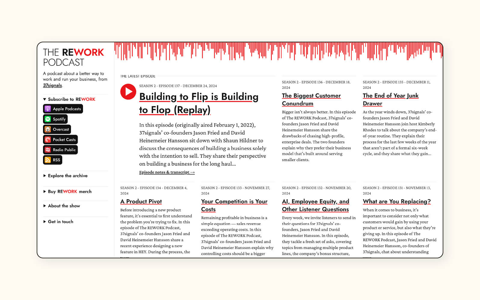 An example of a customer testimonial podcast from 37signals.