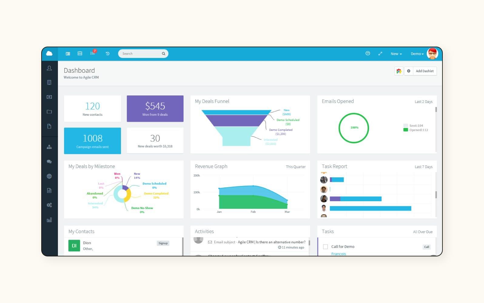 A product image of the Agile CRM software