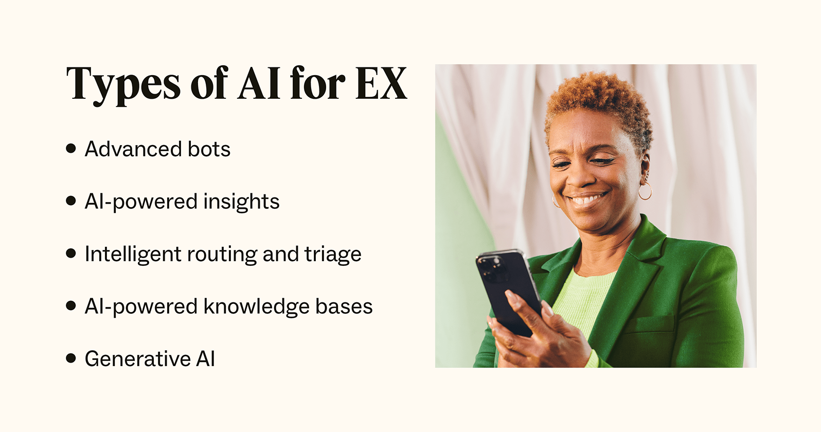 Gráfico que enumera los tipos de IA para la EX