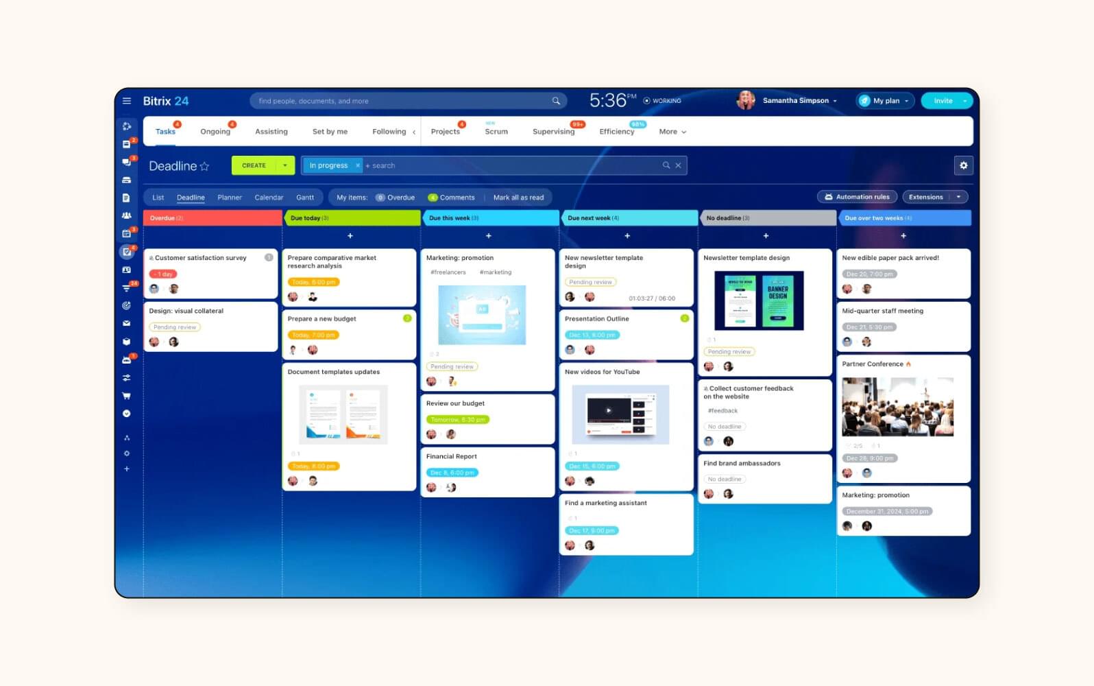 An image shows the Bitrix24 project management tool.