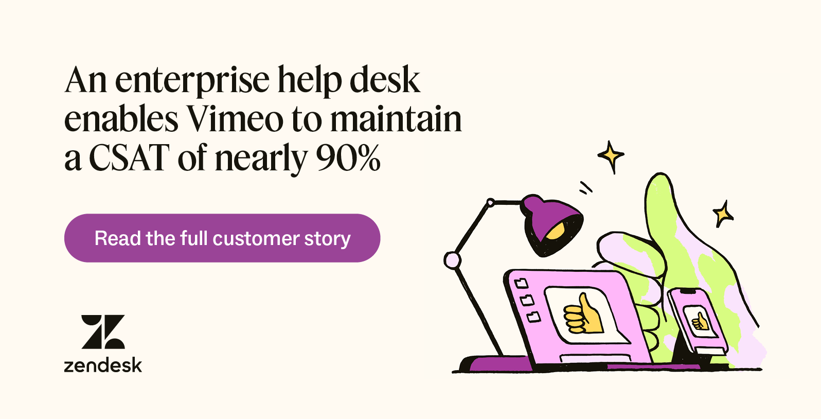 An enterprise help desk enables Vimeo to maintain a CSAT of nearly 90%.
