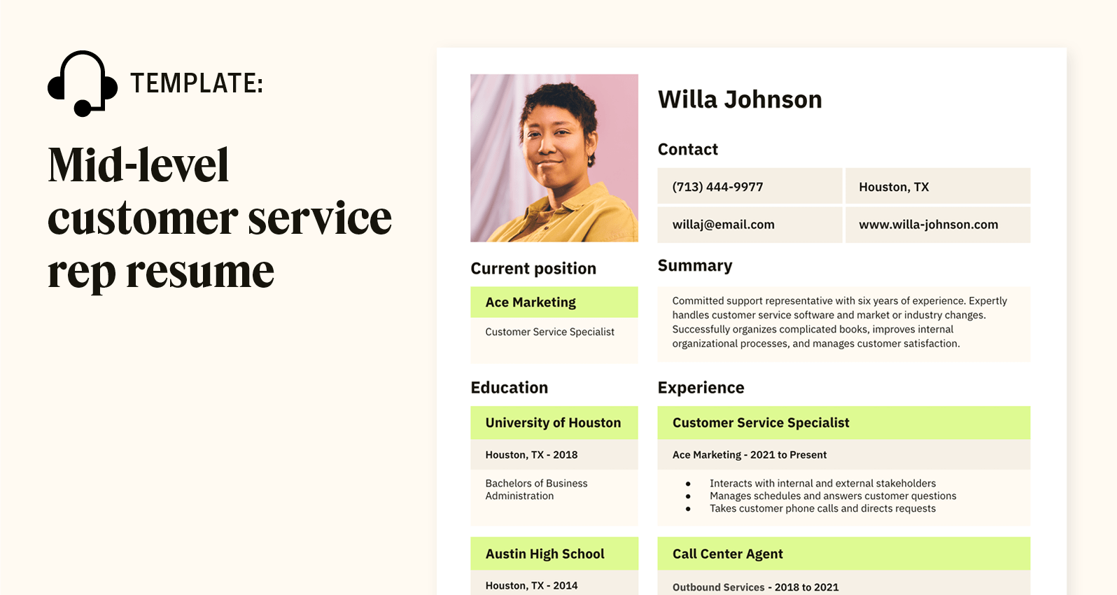 A customer service resume showcases product knowledge experience.