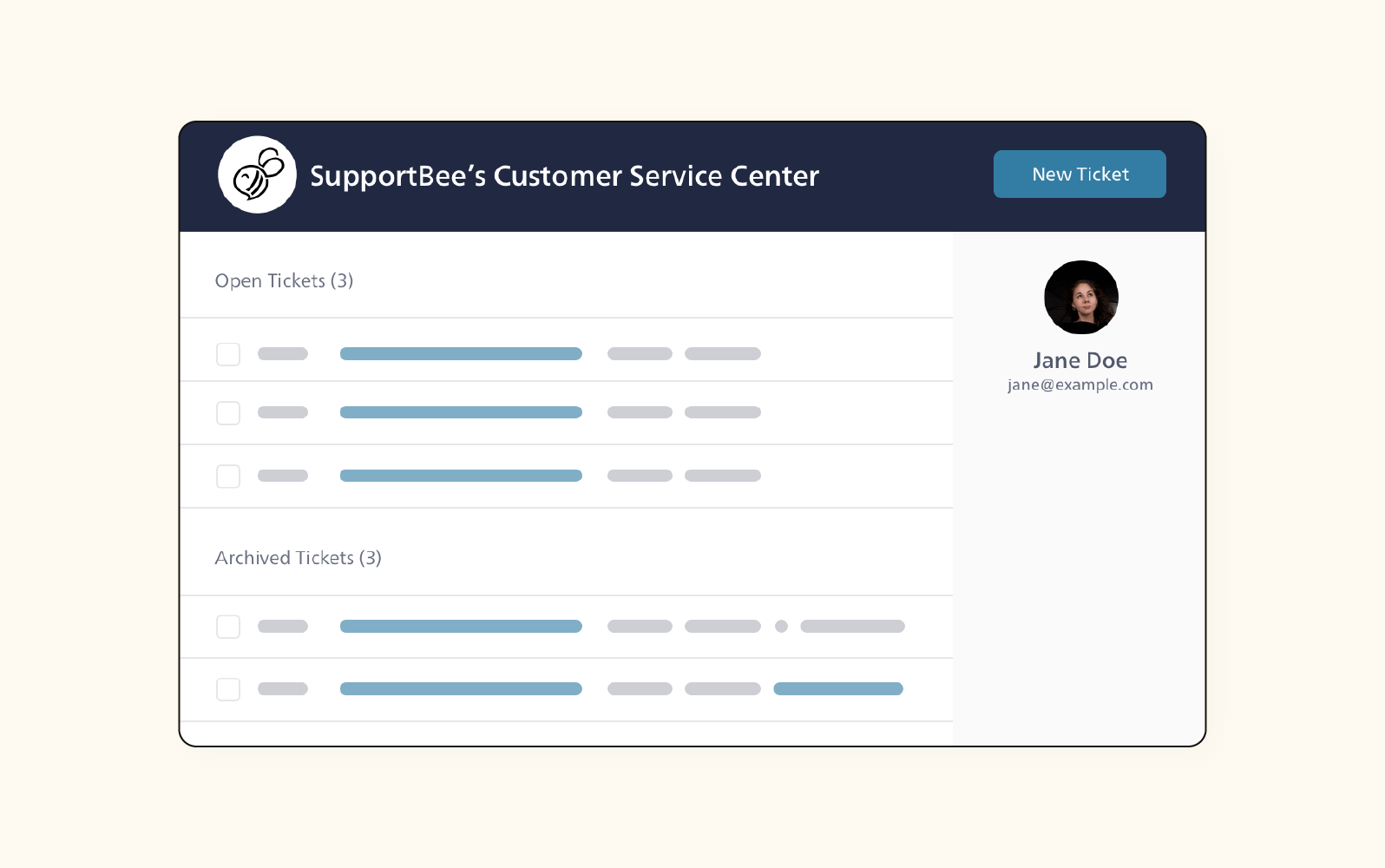 Een productafbeelding van de klantenportal van SupportBee.