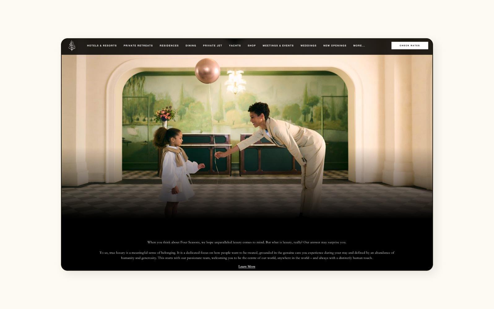 The Four Seasons’ About Us page.