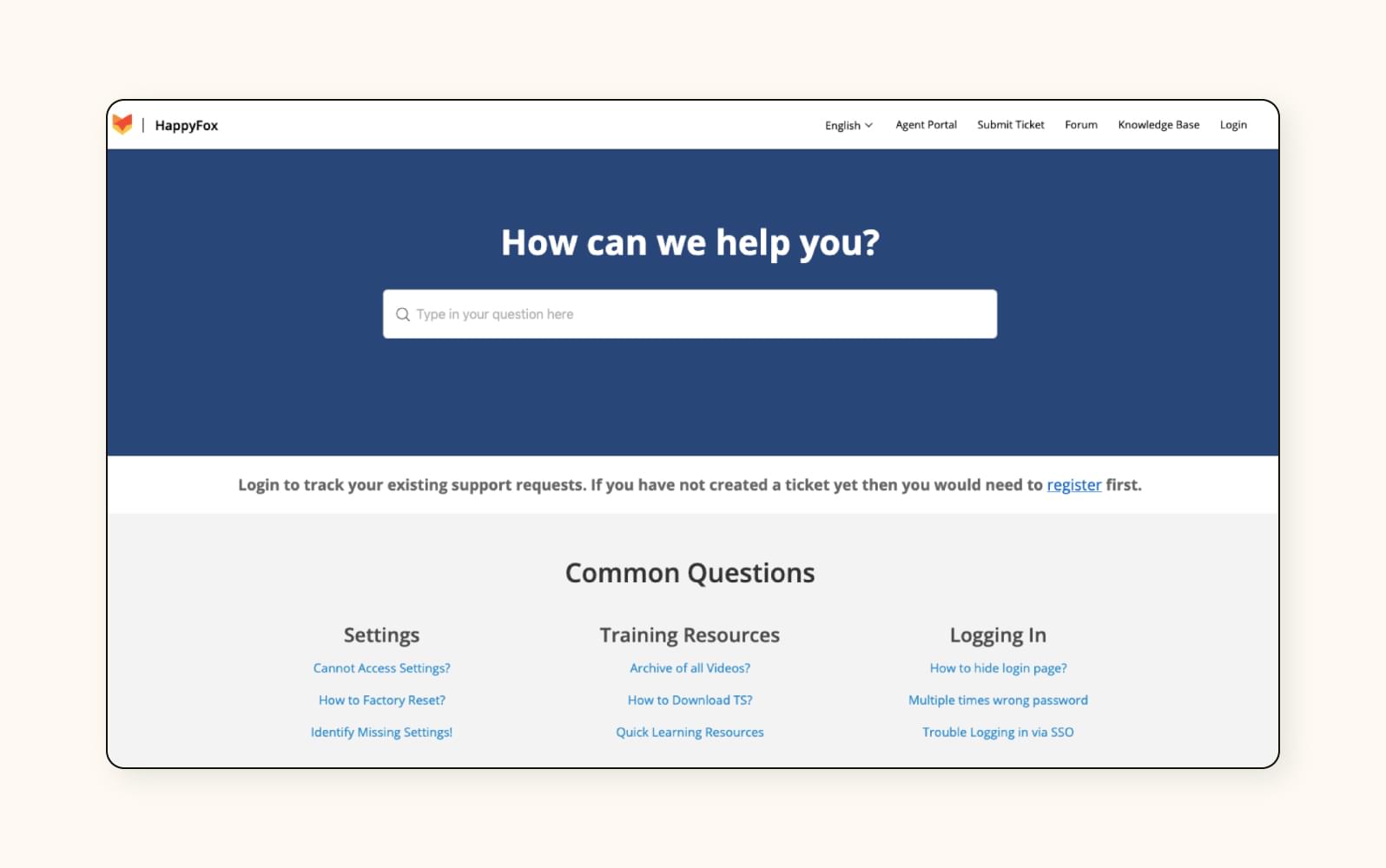 A screenshot displays HappyFox knowledge base software.