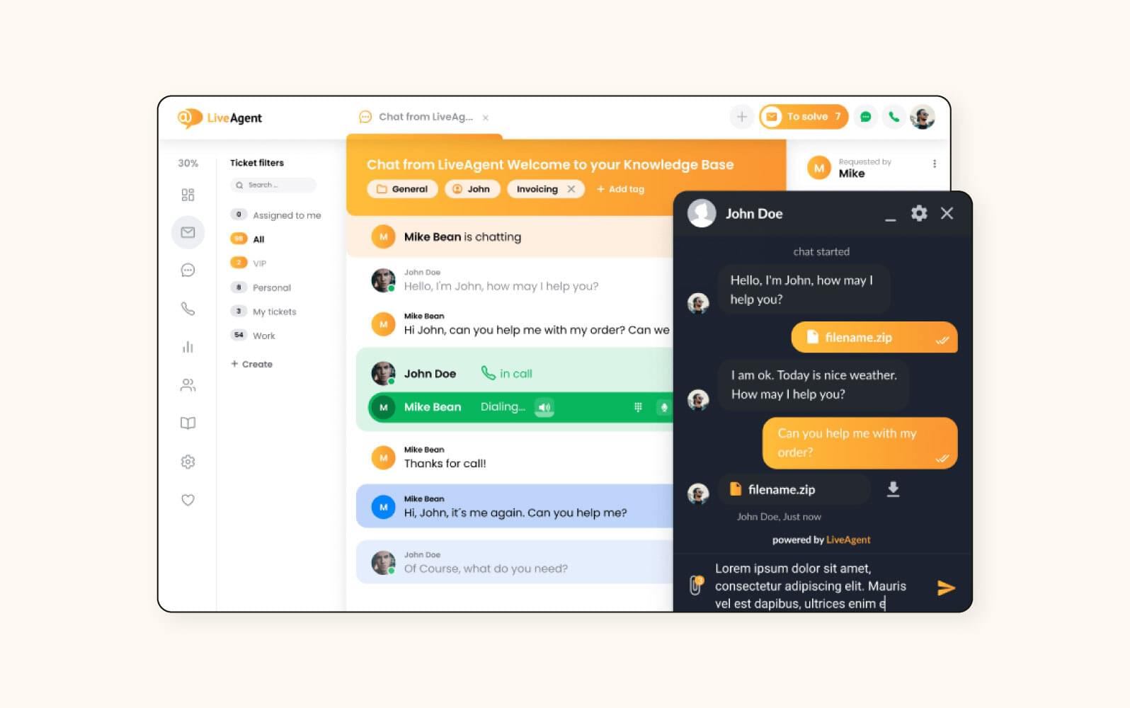 The LiveAgent call center software.