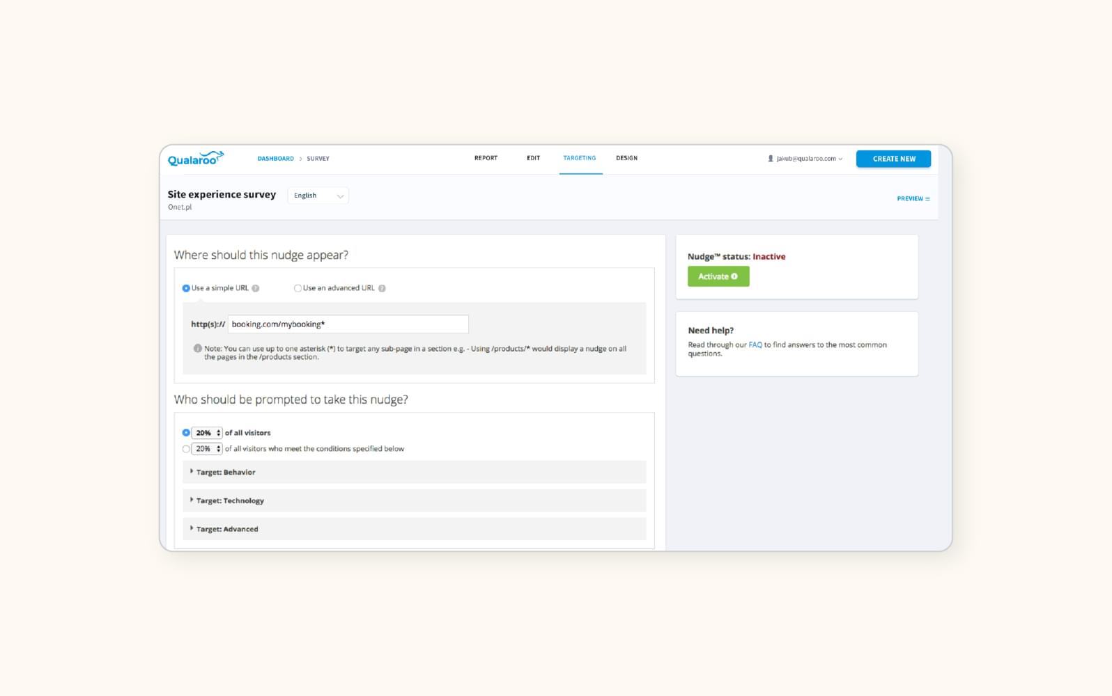 A screenshot of the Qualaroo software.