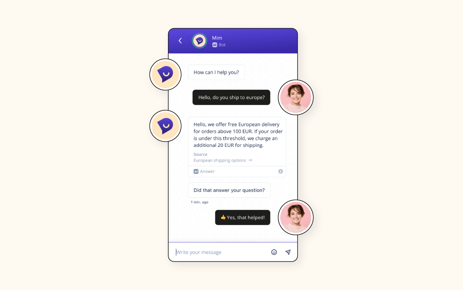 An image displays the Solvemate customer service chatbot.