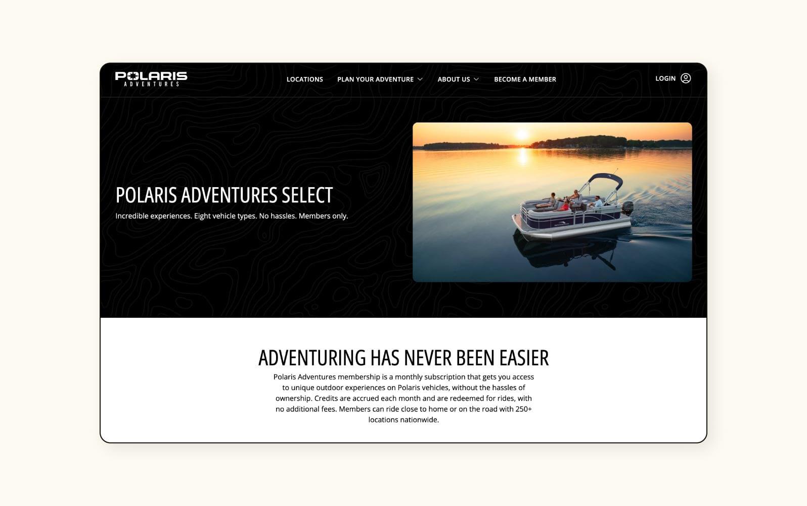 The Polaris Adventures Become a Member page.