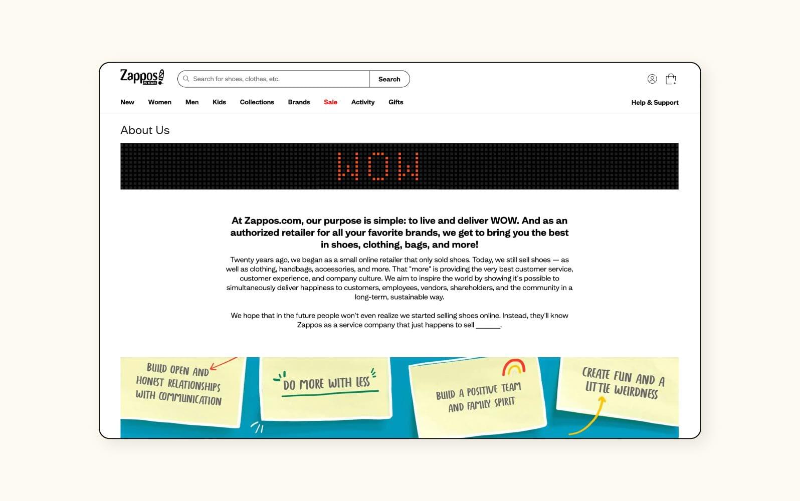 The Zappos about us page.