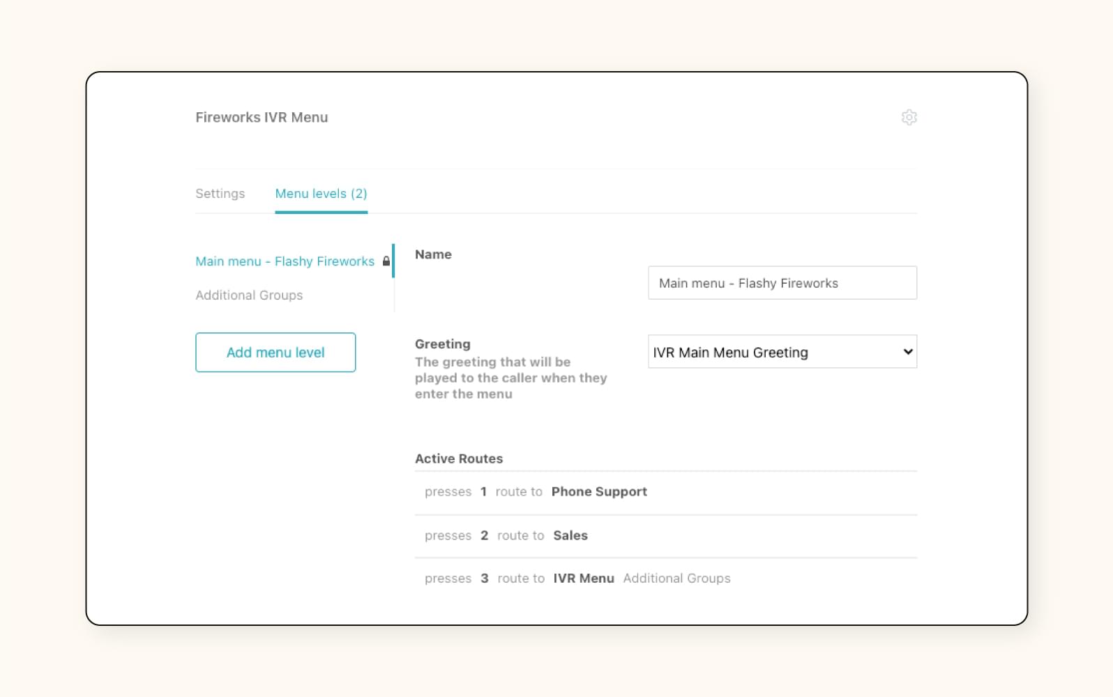 ZendeskのIVRメニューの画像。