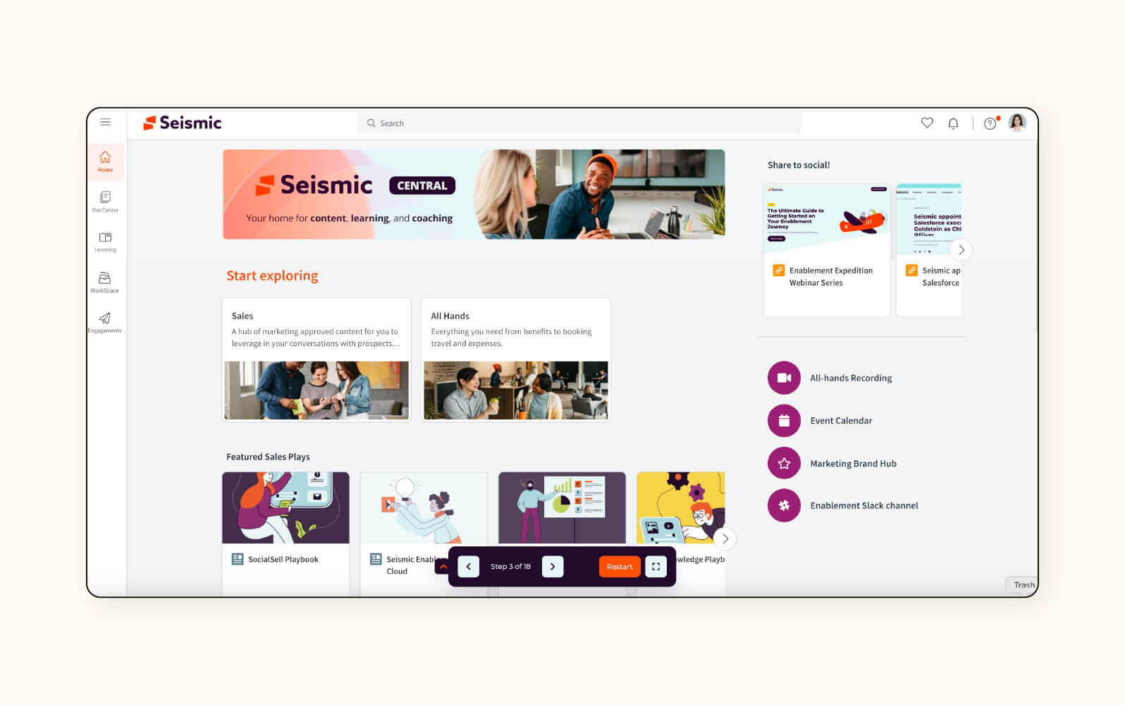 A product image of the Seismic sales software.