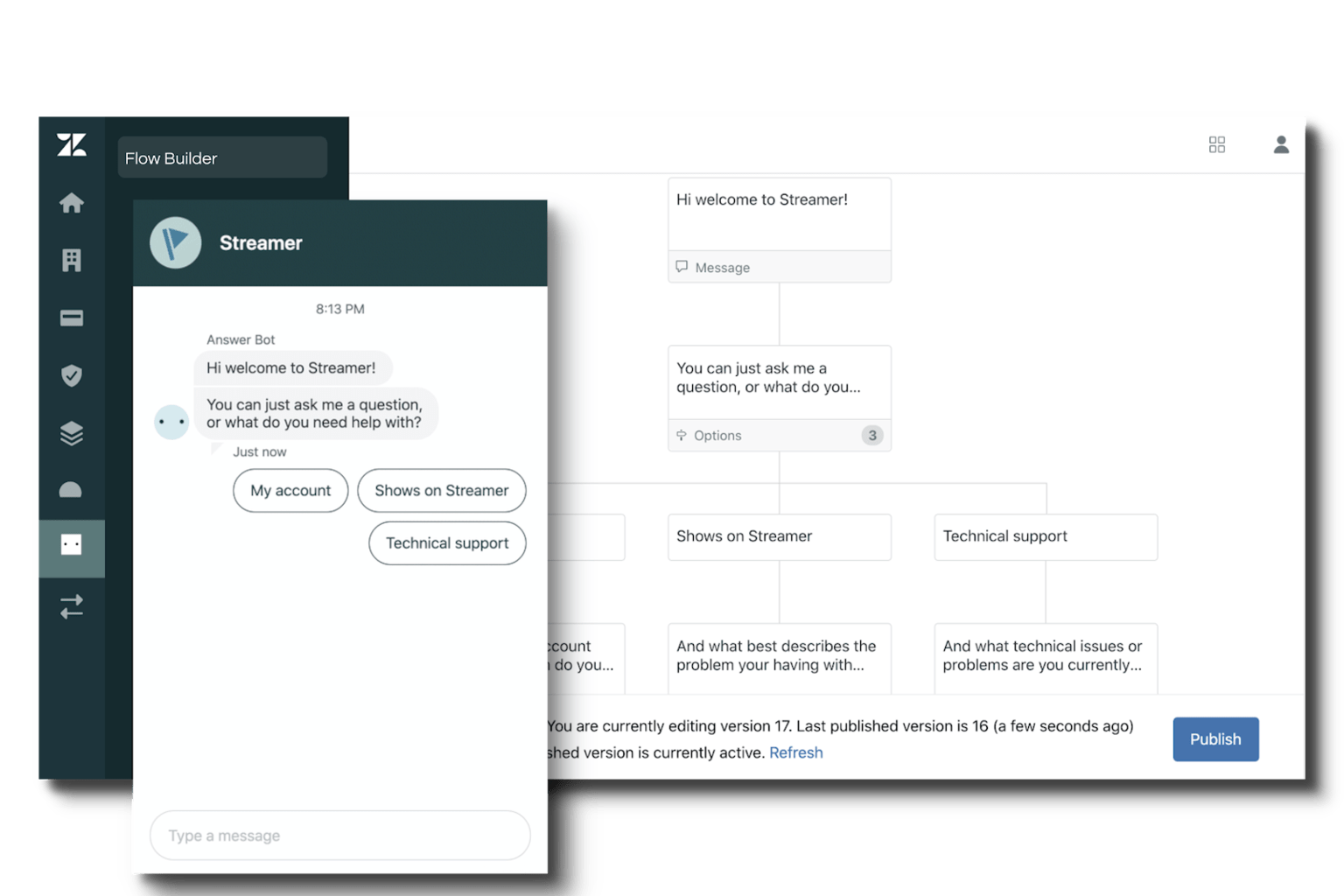 Flow Builder offers out-of-the-box automation with easy setup for admins and 24/7 support for customers.