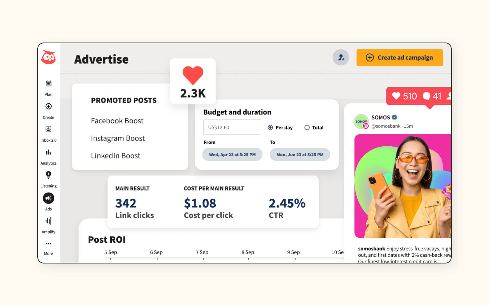 A product image of Hootsuite social media customer service software.